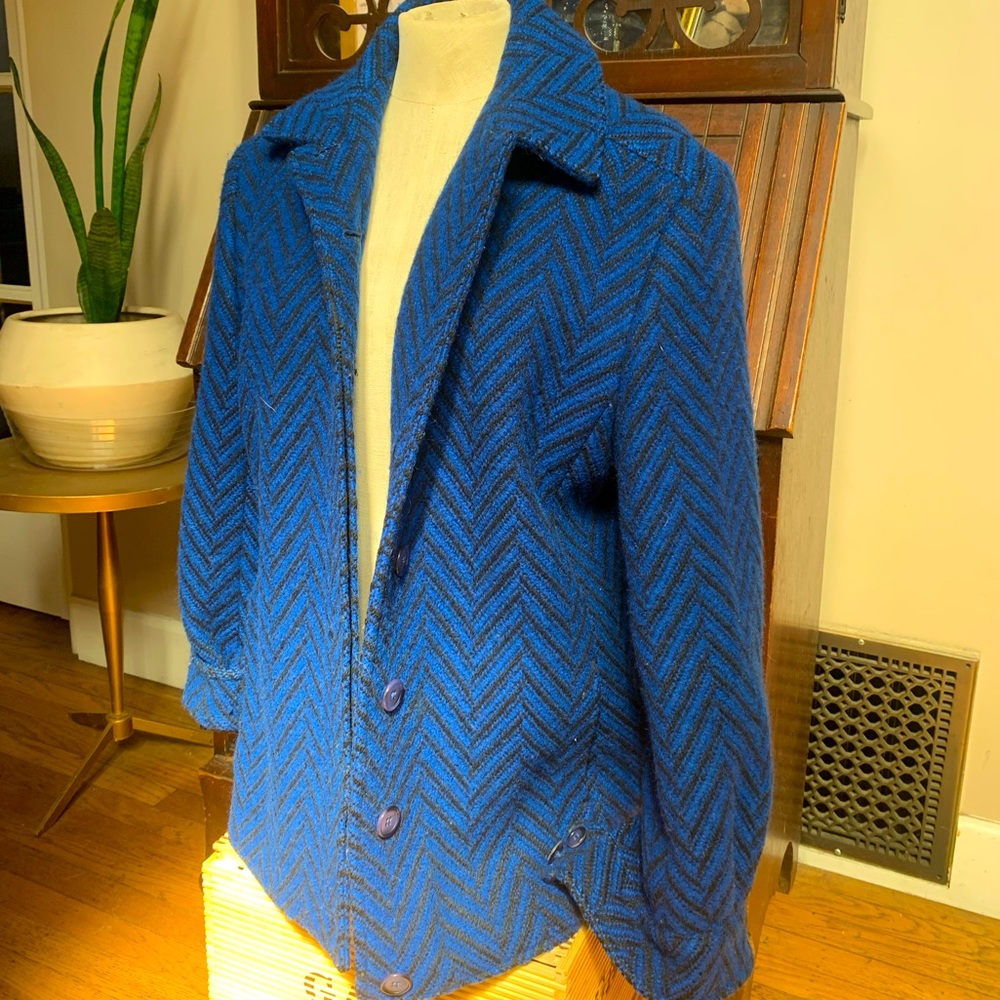 PENDLETON | 70s Vintage Wool Chevron Button Down Jacket Womens Size 12